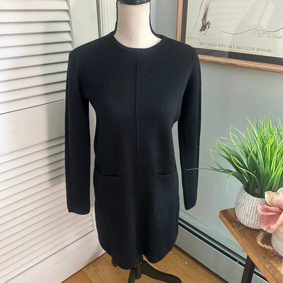 OLIVIER GOUREAU Sweater Dress Womens *Small Black Long Sleeve Sheath Minimalist - Picture 1 of 10